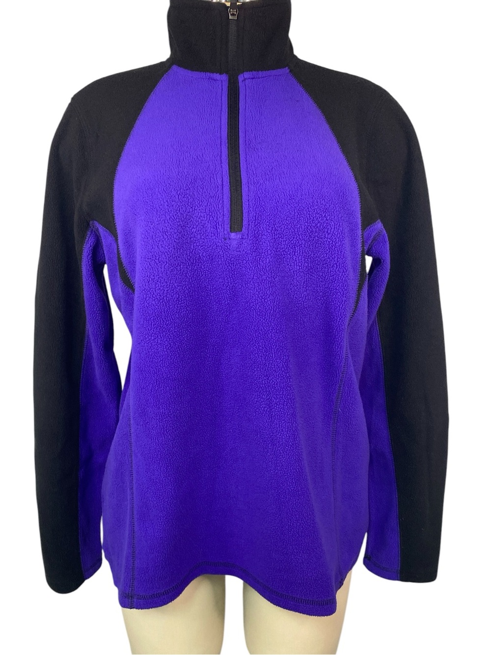 Tek Gear Qtr Zip Fleece Pullover - Purple and Black Women’s Large